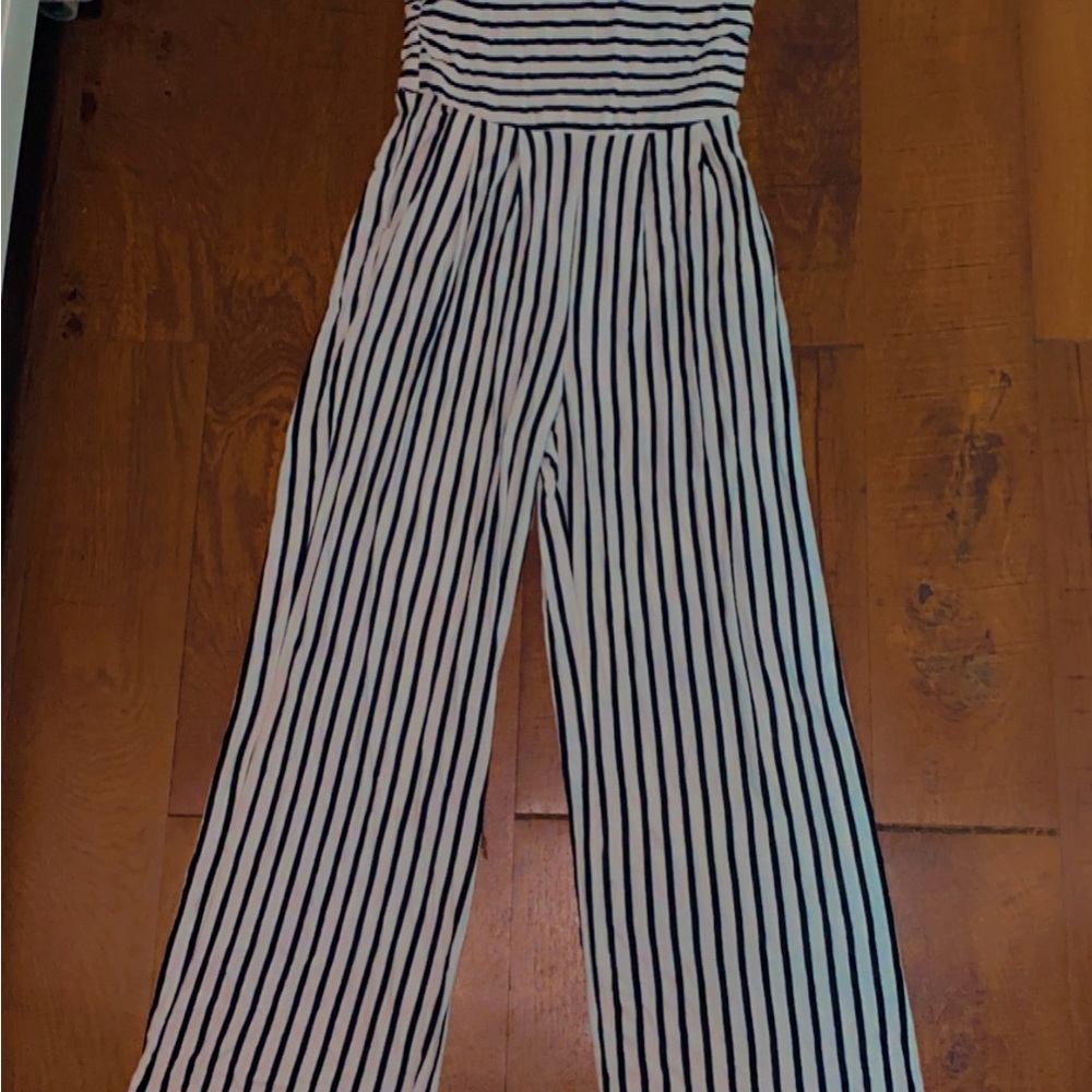Heart Hips Black and White Striped Jumpsuit